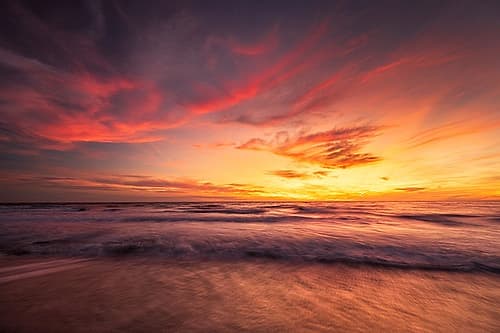 USA-New Jersey-Cape May National Seashore Sunset on ocean shore Coastal Print